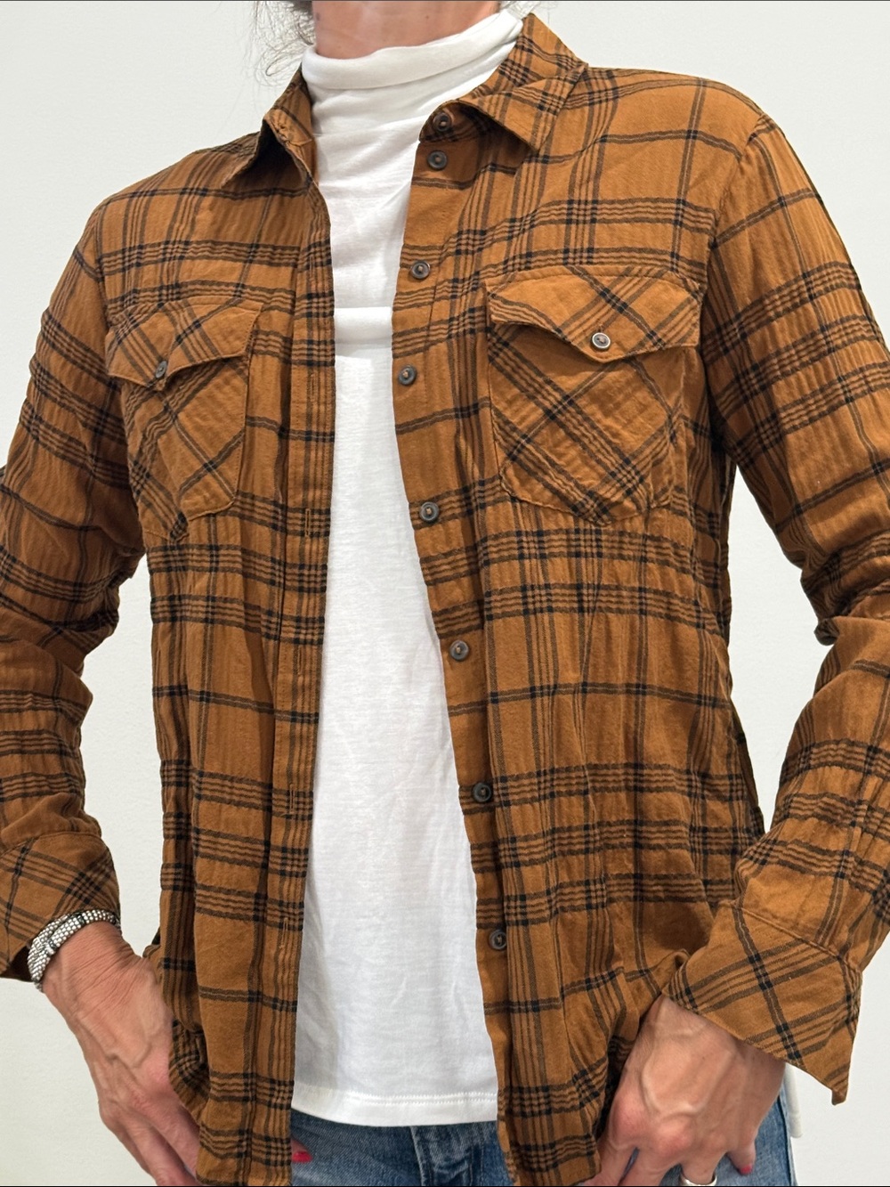 Sanctuary Brown Plaid Utility Jacket